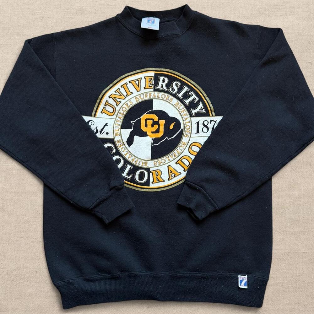 Vintage Colorado Buffaloes Sweatshirt Black NCAA Logo 7 Crewneck Men's Medium
